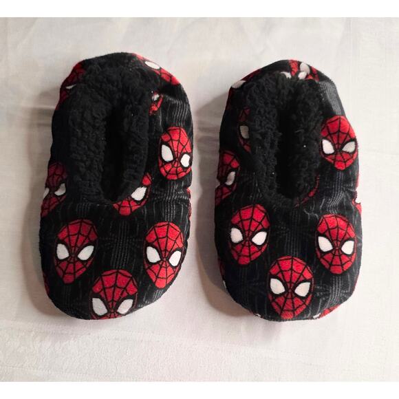 Marvel Spiderman Slippers Boys Toddlers 8" Long Black and Red - Picture 1 of 3